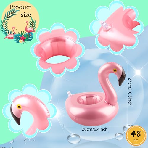 Sonarun 48 Pack Inflatable Flamingo Drink Holder Cute Blow Up Flamingo Cup Holder Coaster Reusable Flamingo Drink Float Inflate for Summer Water Toy Beach Pool Party Favor - Image 5