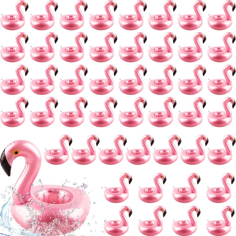 Sonarun 48 Pack Inflatable Flamingo Drink Holder Cute Blow Up Flamingo Cup Holder Coaster Reusable Flamingo Drink Float Inflate for Summer Water Toy Beach Pool Party Favor - Image 2