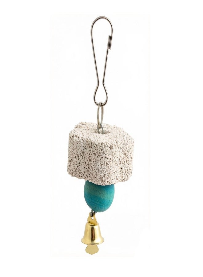 Essivox Bird Grinding Beak Stone with Bell, Mineral Lava Block, Teeth Trimming Chewing Toy for Chinchilla, Bunny, Parrot, Calcium Supplement - Image 1