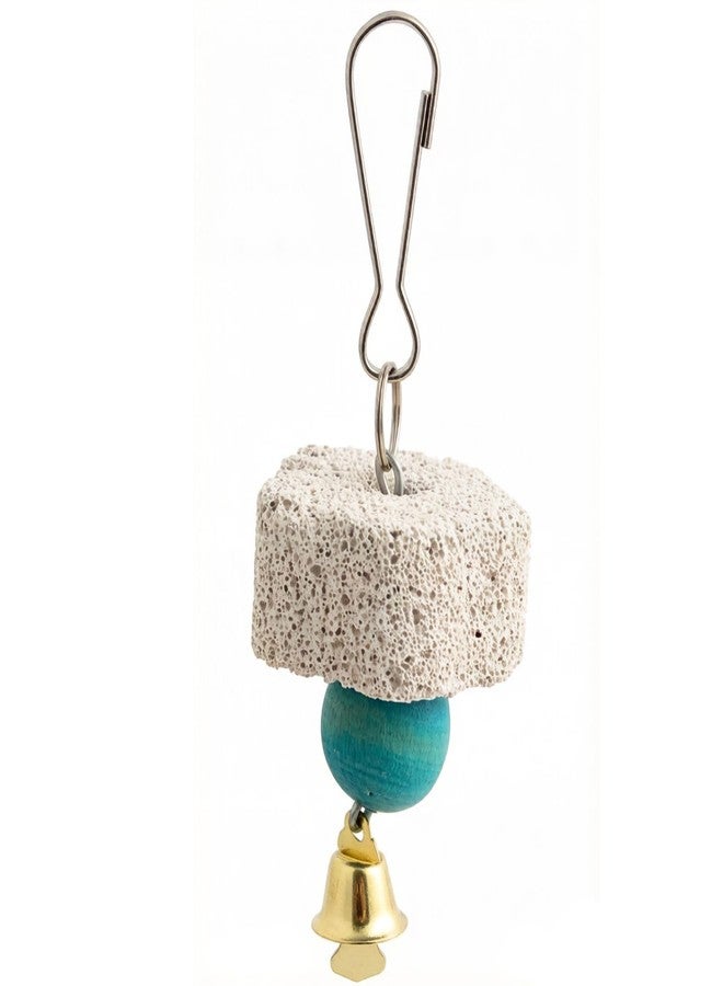 Essivox Bird Grinding Beak Stone with Bell, Mineral Lava Block, Teeth Trimming Chewing Toy for Chinchilla, Bunny, Parrot, Calcium Supplement - Image 2