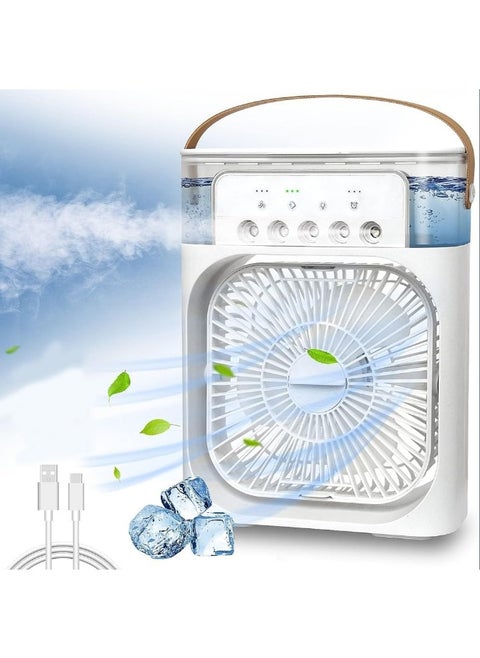 SHENGYI Portable Fan Mini Air Conditioner Fan, Desktop Misting Fast Cooling Fan With Led Light, Multifunctional Evaporative Air Cooler Oscillation/Humidifier/Timing Function For Room Office