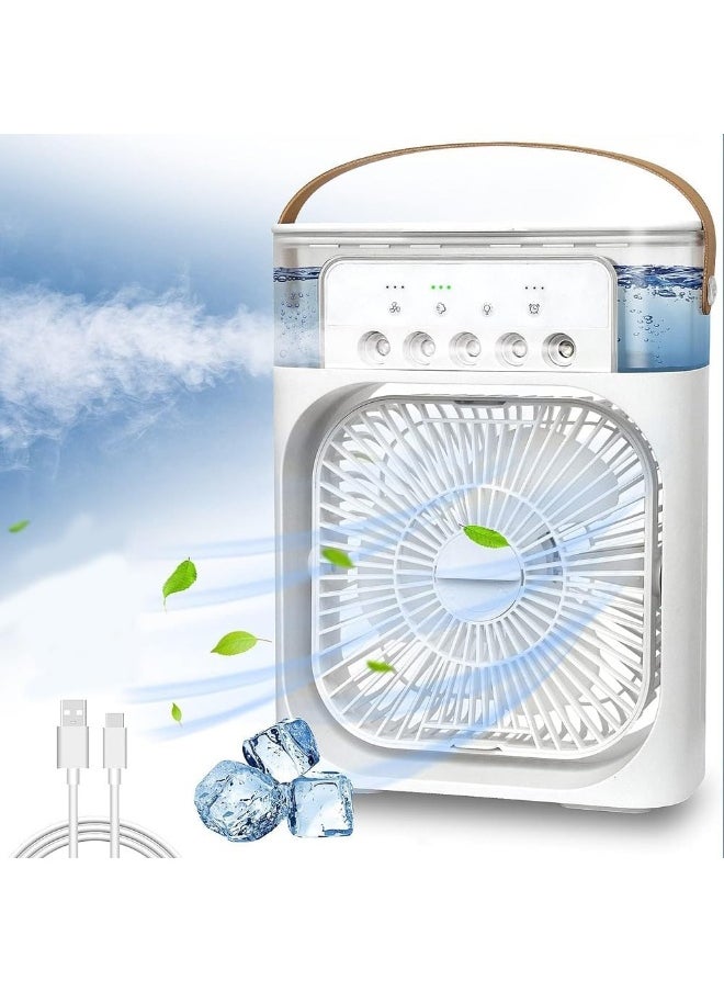 SHENGYI SHENGYI Portable Fan Mini Air Conditioner Fan, Desktop Misting Fast Cooling Fan With Led Light, Multifunctional Evaporative Air Cooler Oscillation/Humidifier/Timing Function For Room Office  - Image 1