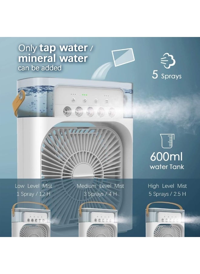SHENGYI SHENGYI Portable Fan Mini Air Conditioner Fan, Desktop Misting Fast Cooling Fan With Led Light, Multifunctional Evaporative Air Cooler Oscillation/Humidifier/Timing Function For Room Office  - Image 4