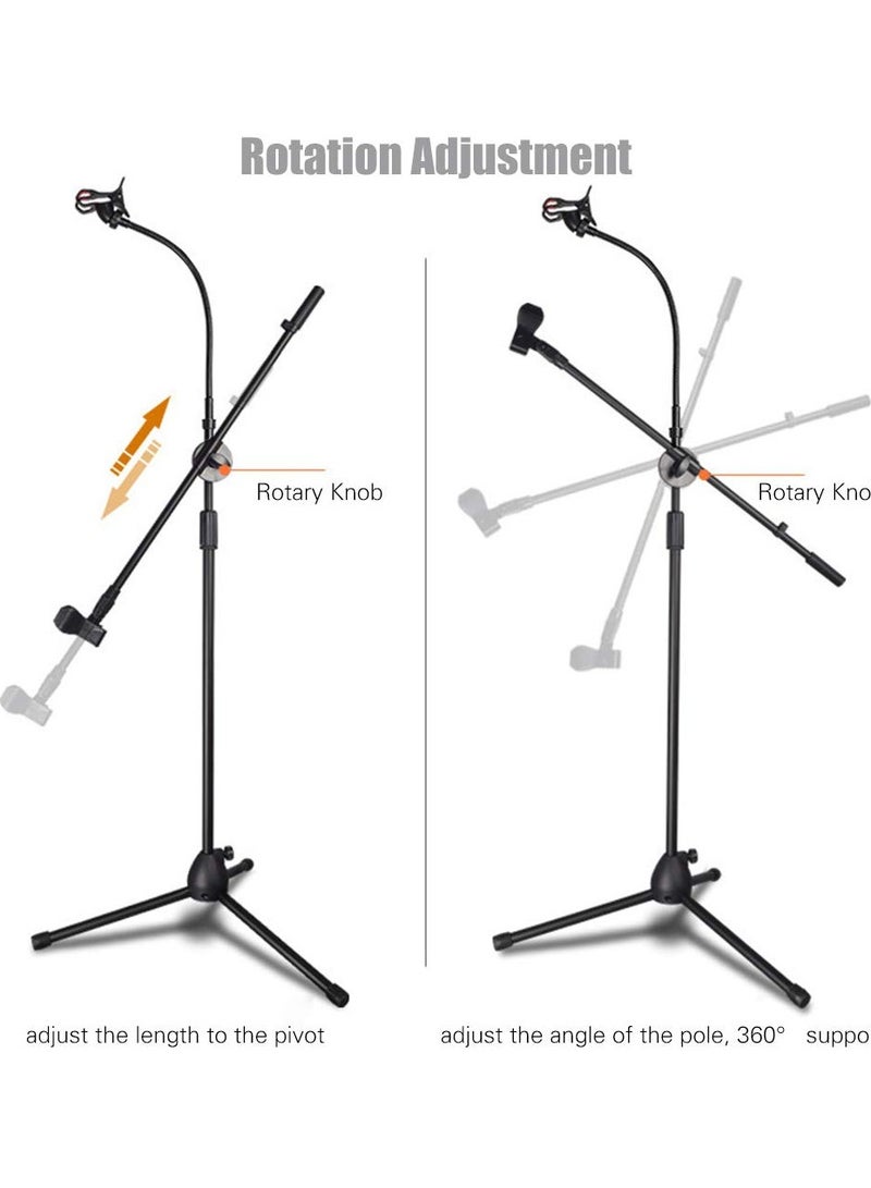 DUSALA Multi-Purpose Microphone Stand with Mobile Holder for Studio Recording Singing Video Floor Adjustable Stand, Phone Live Broadcast Boom Arm - Image 3