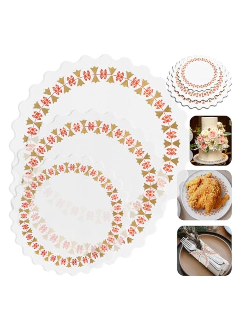 KASTWAVE 300 Pieces Paper Doilies, 3 Sizes Round Paper Doily Lace, Disposable Lace Paper Doilies, Baking paper, for Buffet Cake Fried Food Party Wedding Tableware Decoration - Image 1