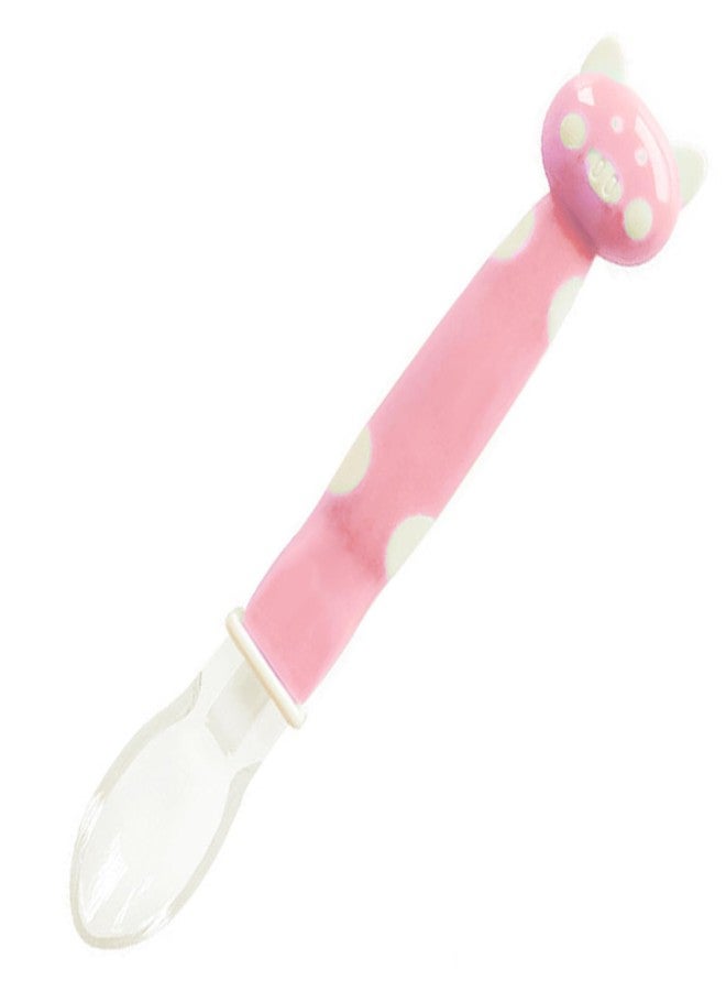 Mopslik Soft Silicone Gel Tip Baby Infant Feeding Training Cartoon Animal Spoon (Pink) (Pack of 1) - Image 1