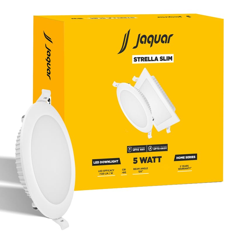 Jaquar Strella Slim 8W Round Recess Down Light - Cool White, Energy Efficient LED Ceiling Light for Home and Office (Pack of 2) - Image 1