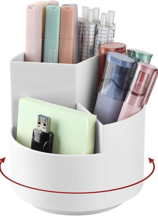 Pen Holder, 360° Degree Rotating Desk Organizers, Cute Pencil Cup Pot, Pencil Holder with 3 Slots, Multifunctional Pen Organizer for Home, Office and School (White) - pzsku/Z895949D4B718F80F9F3DZ/45/_/1729753835/8748d14e-a240-4303-8e95-511f34bf99b8