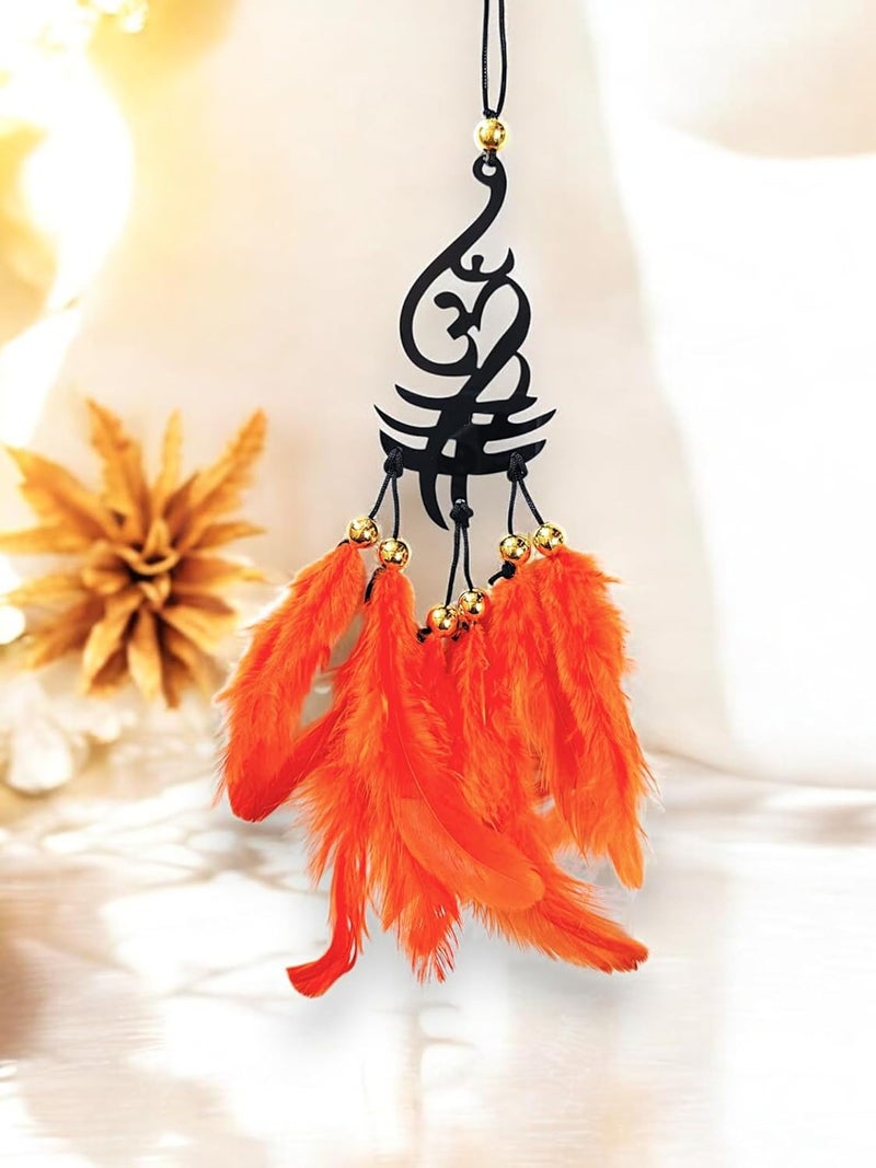 Jiyu Creation Car Hanging Ornament omOrange Dream Catcher for Positive Energy Rearview Mirror Charm Home and Temple Decor Durable Acrylic with Original Feathers - Image 5