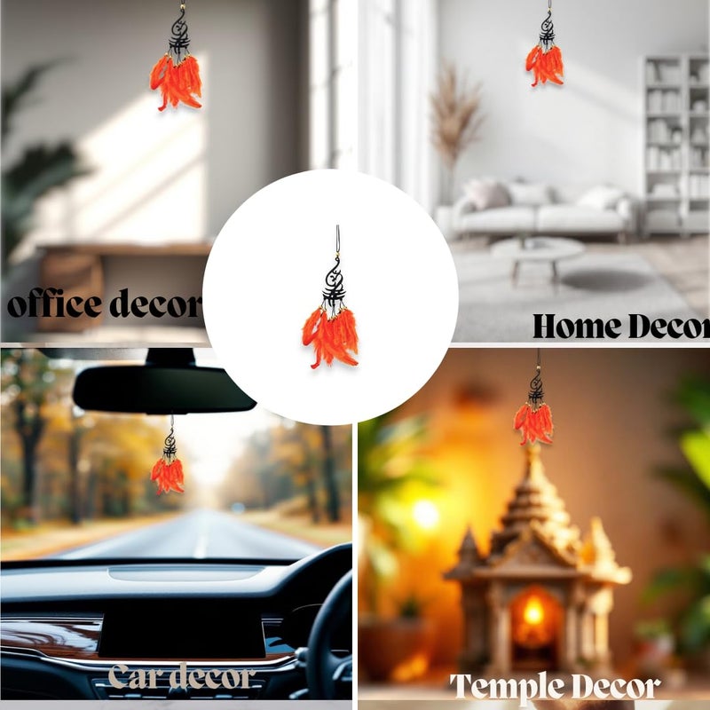 Jiyu Creation Car Hanging Ornament omOrange Dream Catcher for Positive Energy Rearview Mirror Charm Home and Temple Decor Durable Acrylic with Original Feathers - Image 4