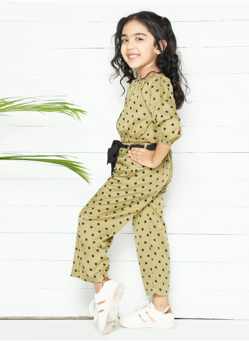 ليل بيكس Green Polka Coordinated Pant Set
