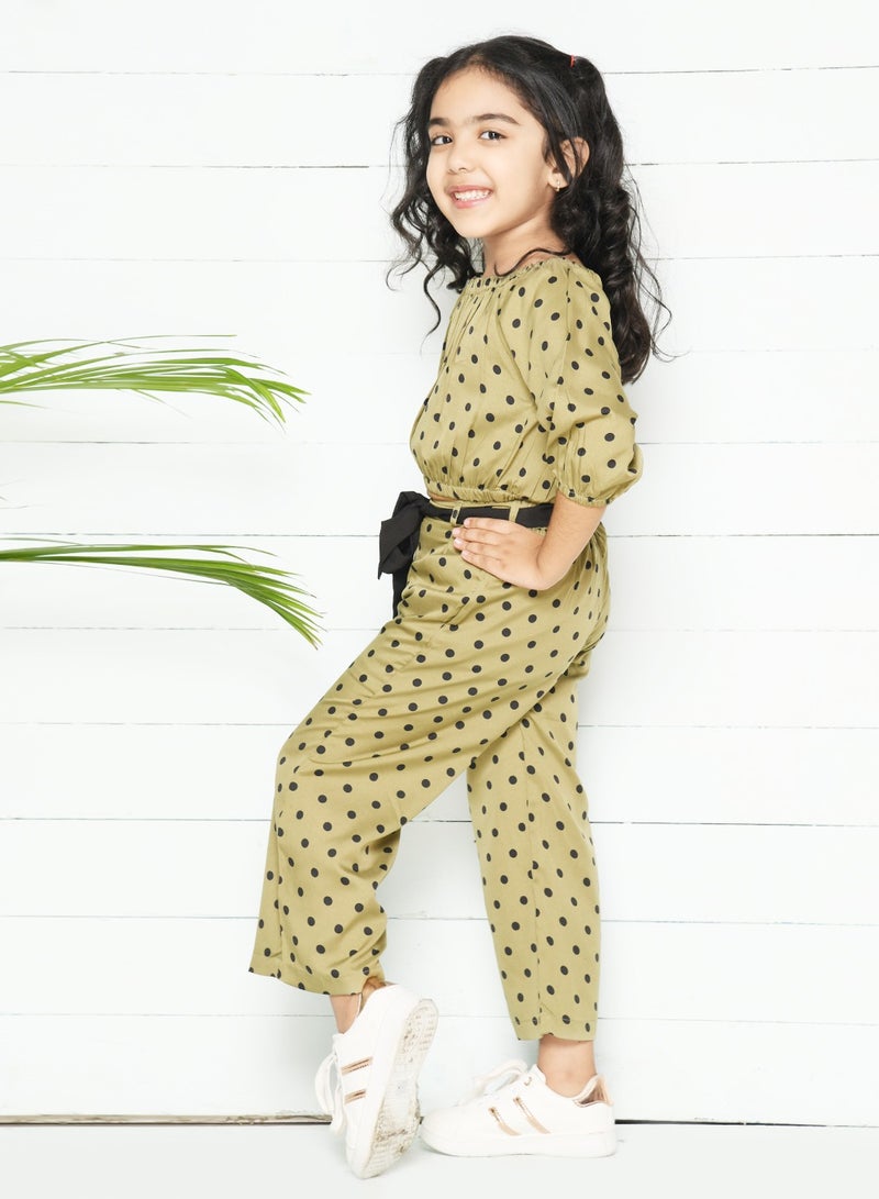 LILPICKS Green Polka Coordinated Pant Set  - Image 3