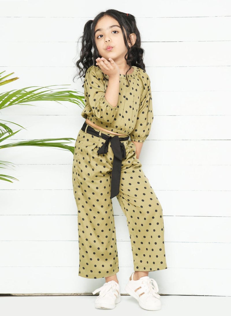 LILPICKS Green Polka Coordinated Pant Set  - Image 1
