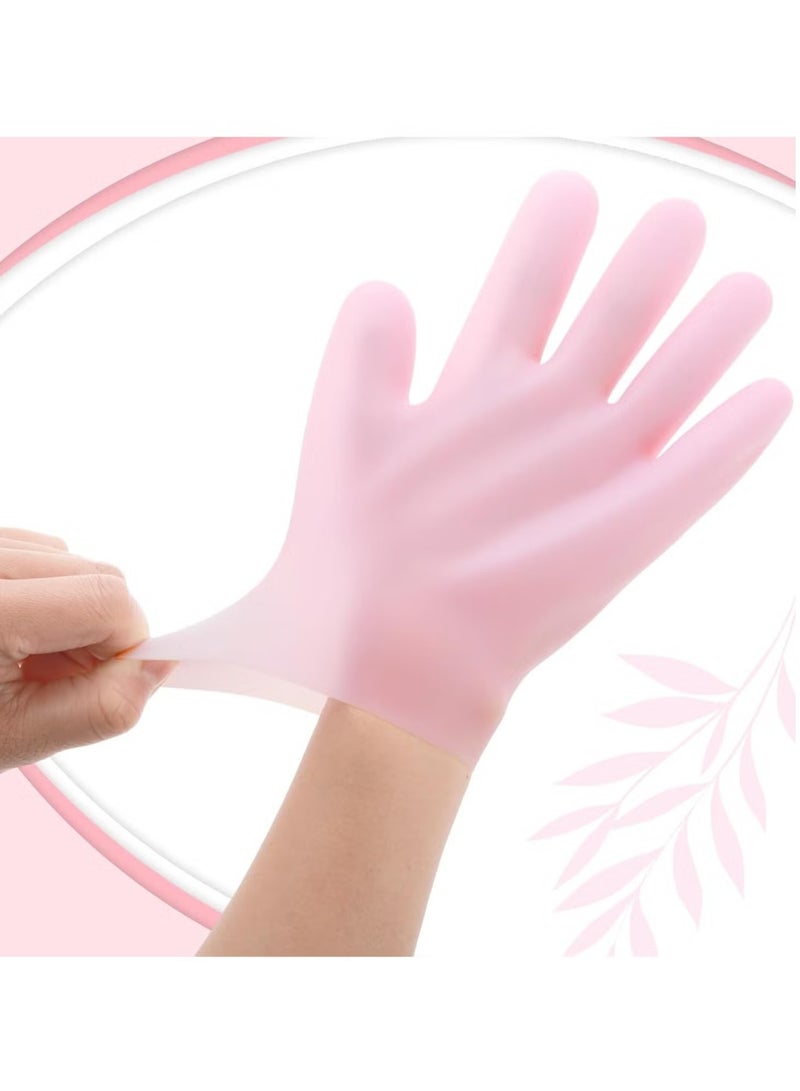 2 Pairs Silicone Moisturizing Gloves Spa Gel Hydrating Gloves Women's Hand Care Gloves, Anti Slip Aloe Lotion Gloves for Repairing Dry Hands, Calluses, Cracked Heels and Softening Rough Skin - Image 5