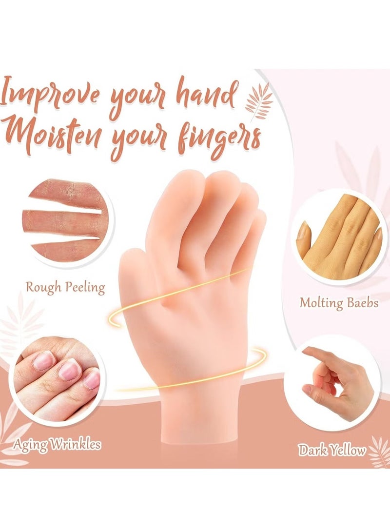 2 Pairs Silicone Moisturizing Gloves Spa Gel Hydrating Gloves Women's Hand Care Gloves, Anti Slip Aloe Lotion Gloves for Repairing Dry Hands, Calluses, Cracked Heels and Softening Rough Skin - Image 2