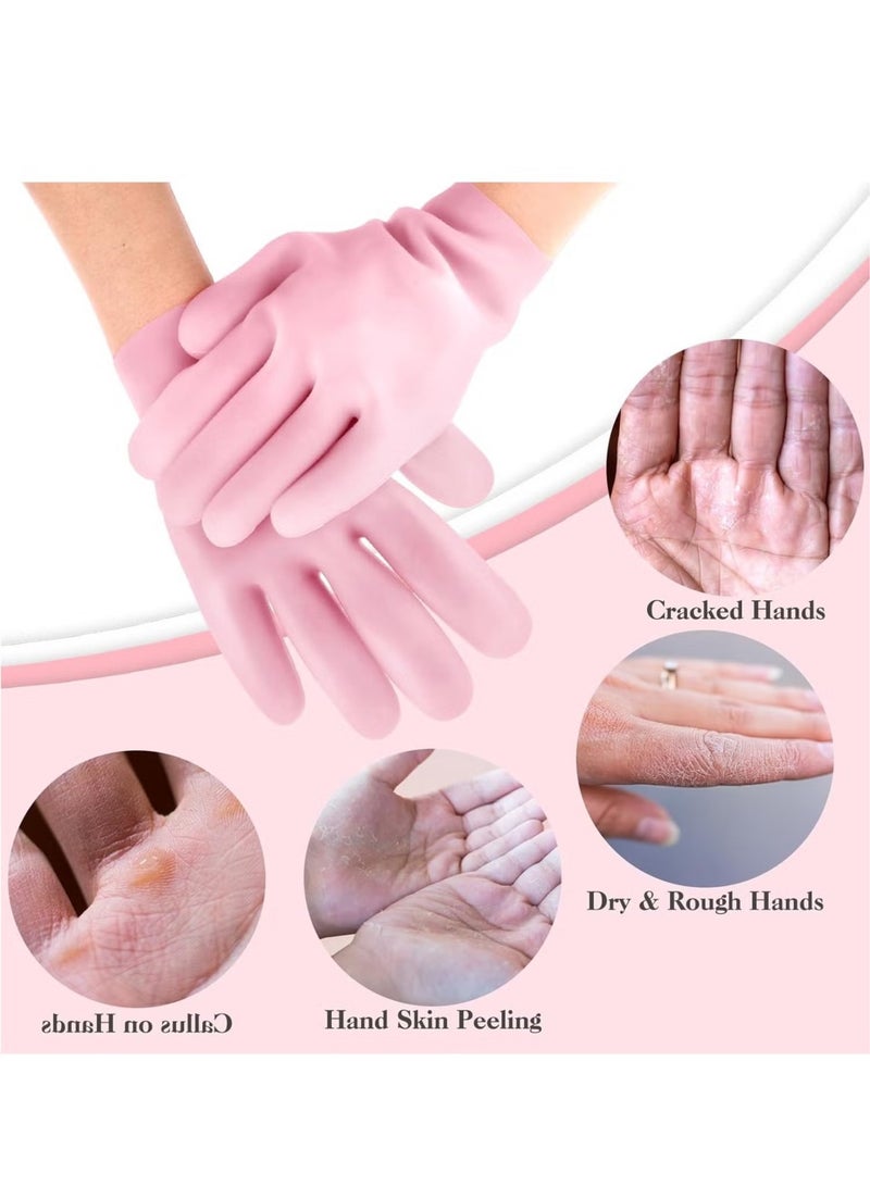 2 Pairs Silicone Moisturizing Gloves Spa Gel Hydrating Gloves Women's Hand Care Gloves, Anti Slip Aloe Lotion Gloves for Repairing Dry Hands, Calluses, Cracked Heels and Softening Rough Skin - Image 3