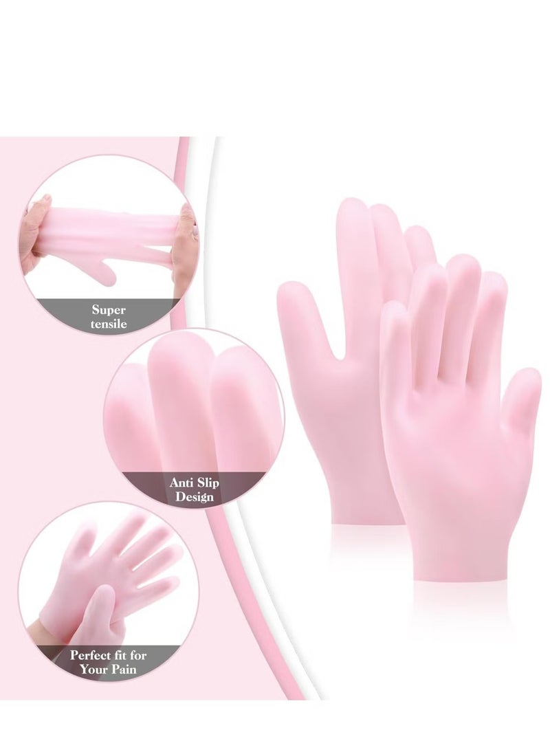 2 Pairs Silicone Moisturizing Gloves Spa Gel Hydrating Gloves Women's Hand Care Gloves, Anti Slip Aloe Lotion Gloves for Repairing Dry Hands, Calluses, Cracked Heels and Softening Rough Skin - Image 4