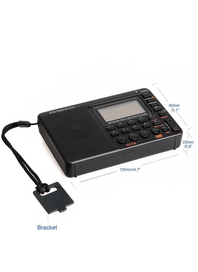 Retekess - Rechargeable  Portable FM Radio, 3-Band Radio withFM/AM/SW/MP3 , Large Capacity Battery, Lightweight, Retro Style FM Radio, Strong And Stylish, Perfect Sound Quality ,  Digital Audio Radio Recorder - Image 1