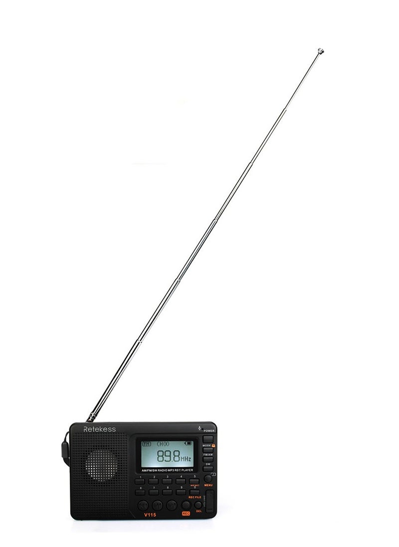Retekess - Rechargeable  Portable FM Radio, 3-Band Radio withFM/AM/SW/MP3 , Large Capacity Battery, Lightweight, Retro Style FM Radio, Strong And Stylish, Perfect Sound Quality ,  Digital Audio Radio Recorder - Image 1