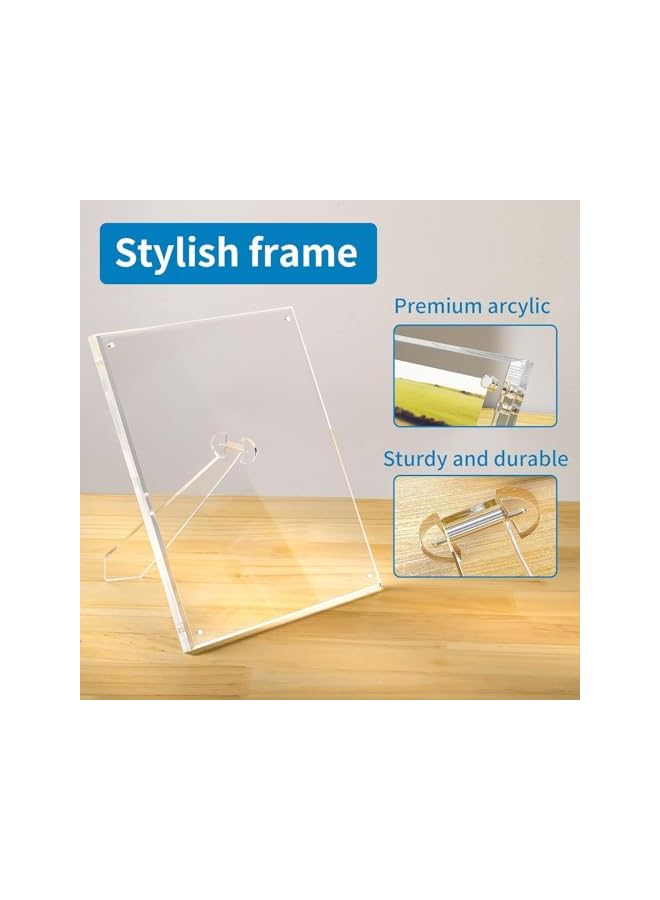The Bros 3 Pcs 4x6 Acrylic Picture Frames, Magnetic Closure Picture Frames with Stand for Picture Display, Frameless Clear Picture Frames for Home Office Desktop Display Horizontally or Vertically - Image 3