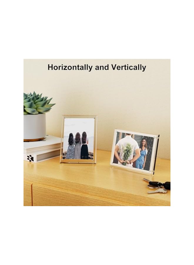 The Bros 3 Pcs 4x6 Acrylic Picture Frames, Magnetic Closure Picture Frames with Stand for Picture Display, Frameless Clear Picture Frames for Home Office Desktop Display Horizontally or Vertically - Image 5