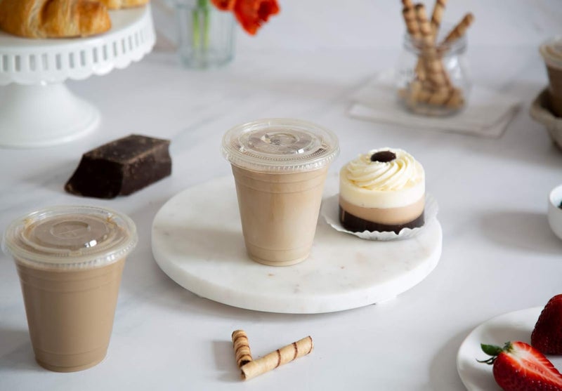 Zeml [100 Sets 12 oz. Plastic Cups With Lids, Smoothie Cups, Milkshake Cups - Image 3