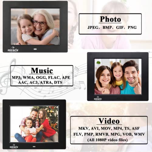 miracle digital 8 Inch Digital Picture Frame, HD Display USB/SD Card Photo Frame, Wall Mountable Electronic Slideshow for Videos and Music, Auto-Play Memories from USB Drive or Memory Card - Image 3
