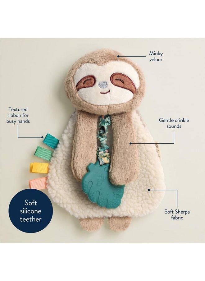 Itzy Ritzy Itzy Ritzy - Itzy Lovey Including Teether - Baby Lovey with Teether, Textured Ribbons & Dangle Arms - Features Crinkle Sound, Sherpa Fabric and Minky Plush (Sloth)  - Image 3