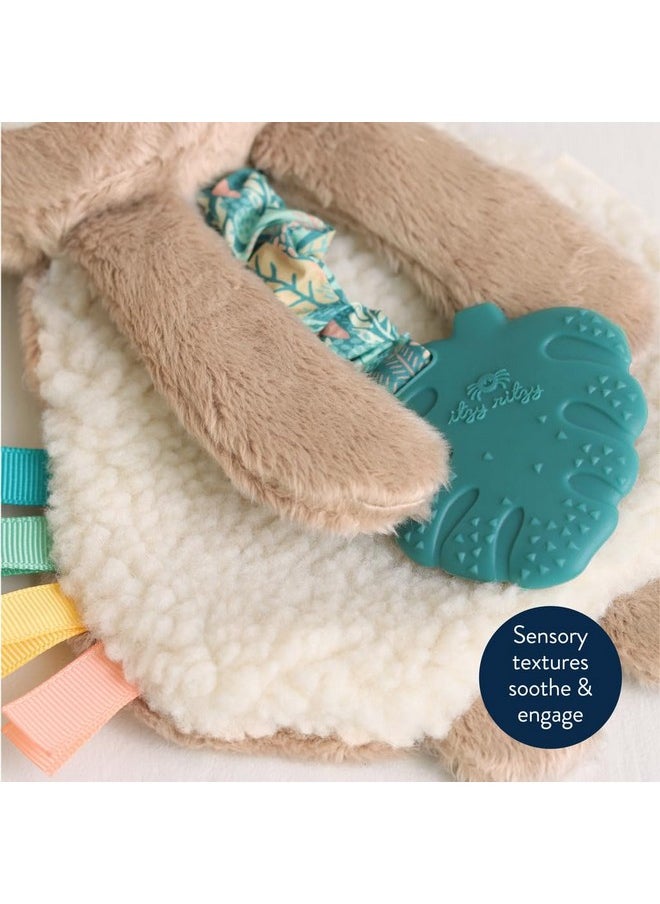 Itzy Ritzy Itzy Ritzy - Itzy Lovey Including Teether - Baby Lovey with Teether, Textured Ribbons & Dangle Arms - Features Crinkle Sound, Sherpa Fabric and Minky Plush (Sloth)  - Image 4