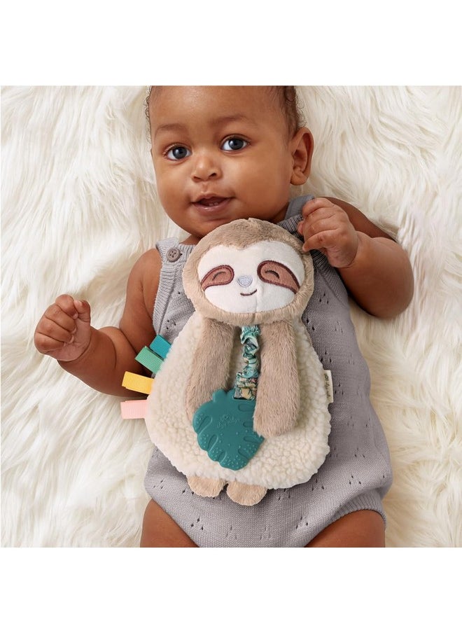 Itzy Ritzy Itzy Ritzy - Itzy Lovey Including Teether - Baby Lovey with Teether, Textured Ribbons & Dangle Arms - Features Crinkle Sound, Sherpa Fabric and Minky Plush (Sloth)  - Image 1