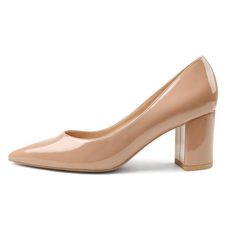 JOY IN LOVE Pumps for Women Chunky Heels Comfortable Block Heel Work Dress Pump Shoes New Nude 7.5US - Image 1