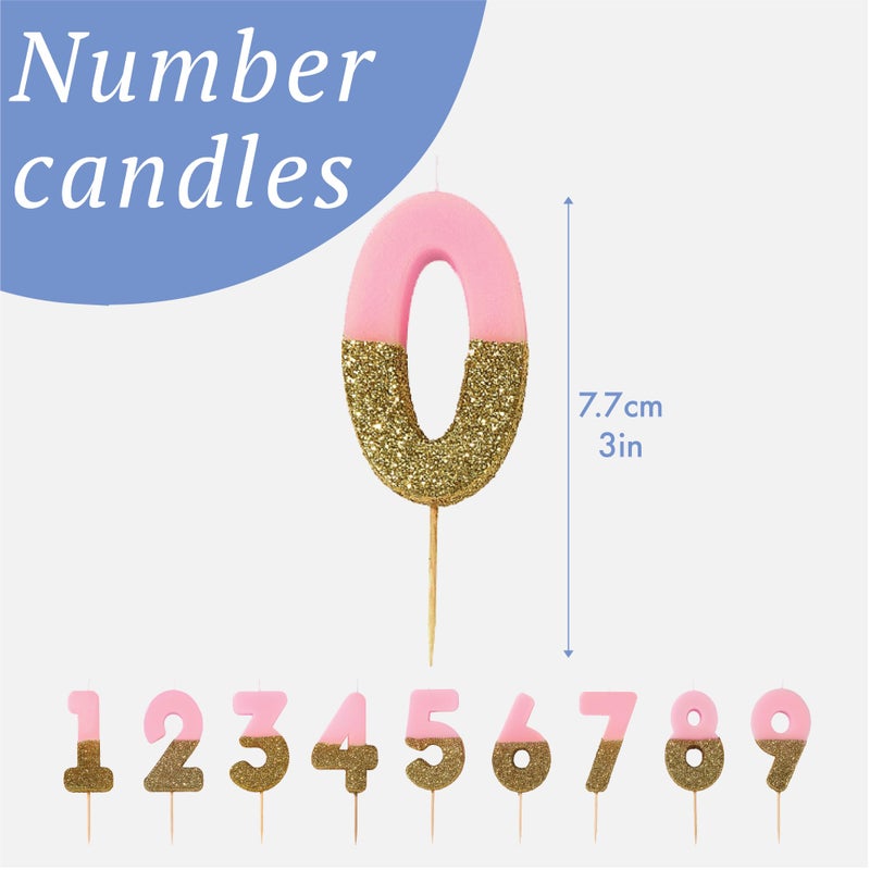 Talking Tables Pink Number 4 Candle with Gold Glitter Premium Quality Cake Topper Decoration For Kids, Adults, 40th Birthday Party, Anniversary, Milestone Age, Height 8cm, 3" - Image 3