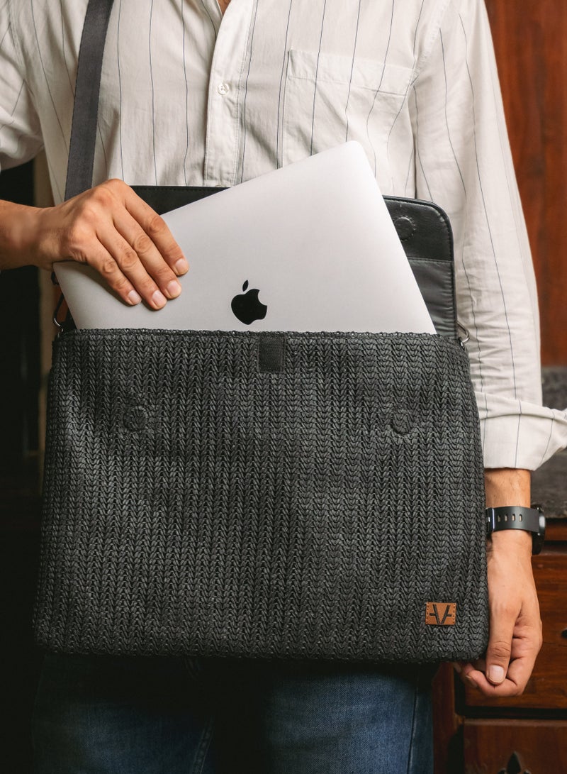 Avake Zenith Raffia Lightweight Sustainable Laptop Sleeve Handle Bag - Image 1