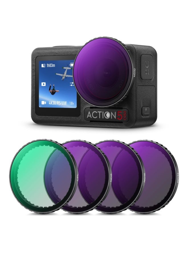 Arabest ND & CPL Filters Set for DJI Osmo Action, Nano Accessories 4 Pack ND8 + ND16 + ND32 + CPL Replacement Lens Filters Kit | Optical Glass | HD | Oil Resistant | Easy to Use | - Image 1