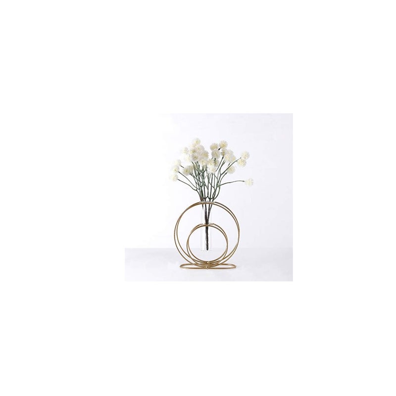 SOLARAE Glass Flower Vase with Metal Frame Stand Modern Creative Geometry Desktop Glass Planter Indoor Décor Hydroponics Plants for Home Desktop Office Garden Wedding Decor - Image 4