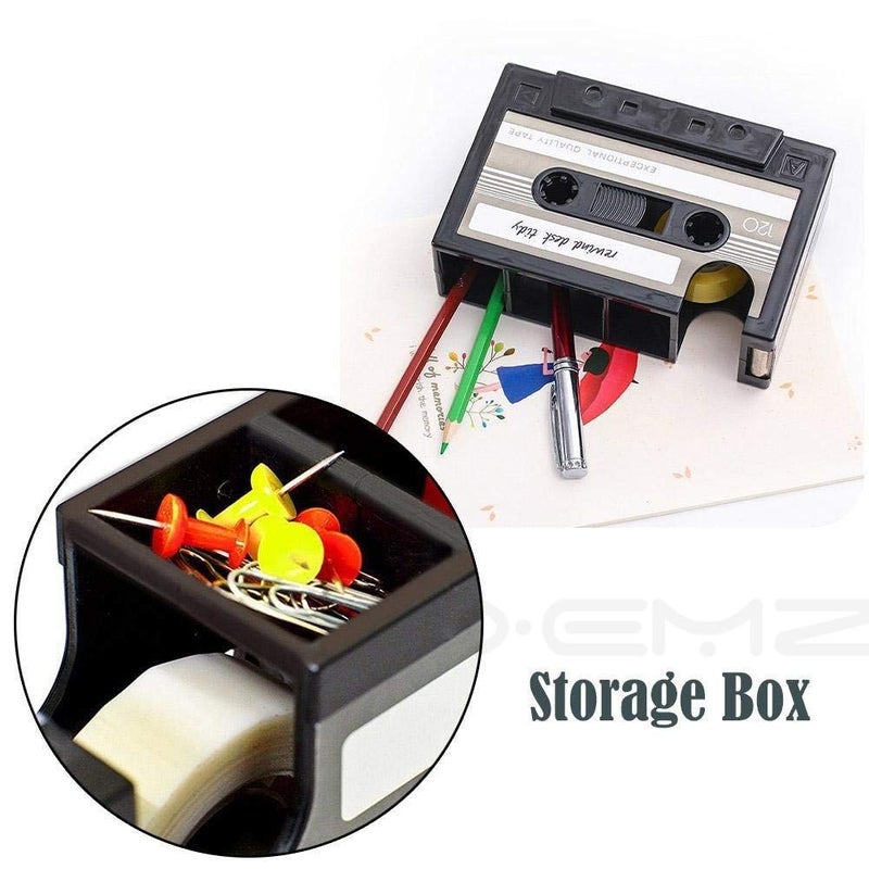 Xemz Creative Adhesive Tape Pen Holder Case, Retro Cassette Tape Dispenser Vase Brush Pot, Popular Pencil Desk Collection Tidy Organizer, Office Stationery Storage Container- Unique Gift (Gray) - Image 3