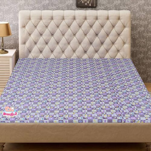 Nonibud Waterproof Plastic Mattress Protection Sheet for Baby and Adult - Double Bed/King Size - 7.5 x 6.5 feet (Purple Rainbow) - Image 1