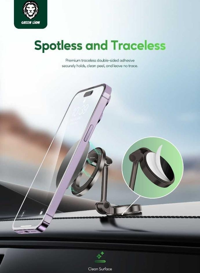 GREEN LION Maghold 360 Car Mount / 180° Folding / 360° Rotation / Secure & Stable/ Flexible / Compatible with Magsafe //Car Dashboard/car Windshield/Home Phone Mount - Black  - Image 4