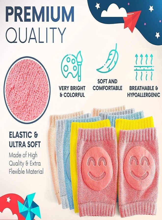 Zeccorp Pack of 1 Pair Baby Smiley Knee Pads for Crawling,Anti-Slip Padded Stretchable Elastic Cotton Soft Breathable Comfortable Knee Cap Elbow Safety Protector Random Color,All Color (Yellow) - Image 2