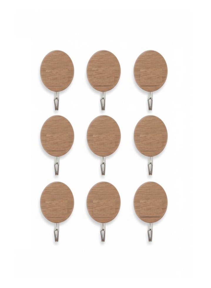 Set of 9 Adhesive Wall Hooks for Hanging
