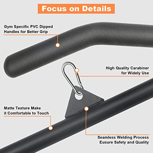 SERTT 39.37 Inch LAT Pulldown Bar Attachment for Pulley Cable Machine, Curl Tricep Press Down Bar with Rubber Handle, LAT Pull Down Bar Accessories for Gym, Strength Workout, Muscle Building - Image 3