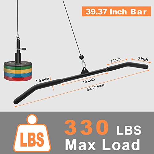 SERTT 39.37 Inch LAT Pulldown Bar Attachment for Pulley Cable Machine, Curl Tricep Press Down Bar with Rubber Handle, LAT Pull Down Bar Accessories for Gym, Strength Workout, Muscle Building - Image 4