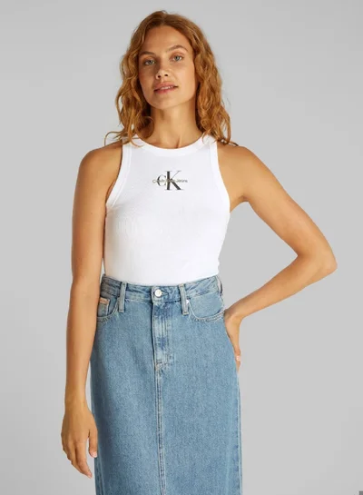Calvin Klein Jeans Slim Ribbed Monogram Tank Top