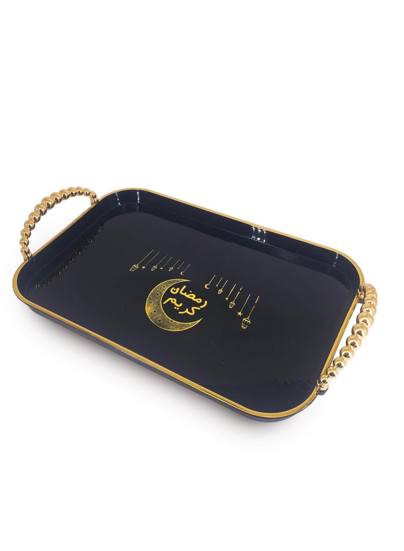 طقم من 3 صواني ميلامين للتقديم - (أسود/ذهبي) - Image 5