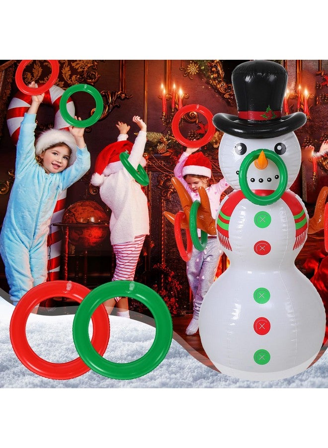 Leitee Snowman Ring Toss Game Inflatable Christmas Party Toss Game Giant Snowman Game Decor Includes 55In Blow Up Snowman 6 Rings With Pump For Holiday Winter Christmas Family Xmas Fun Games - Image 4