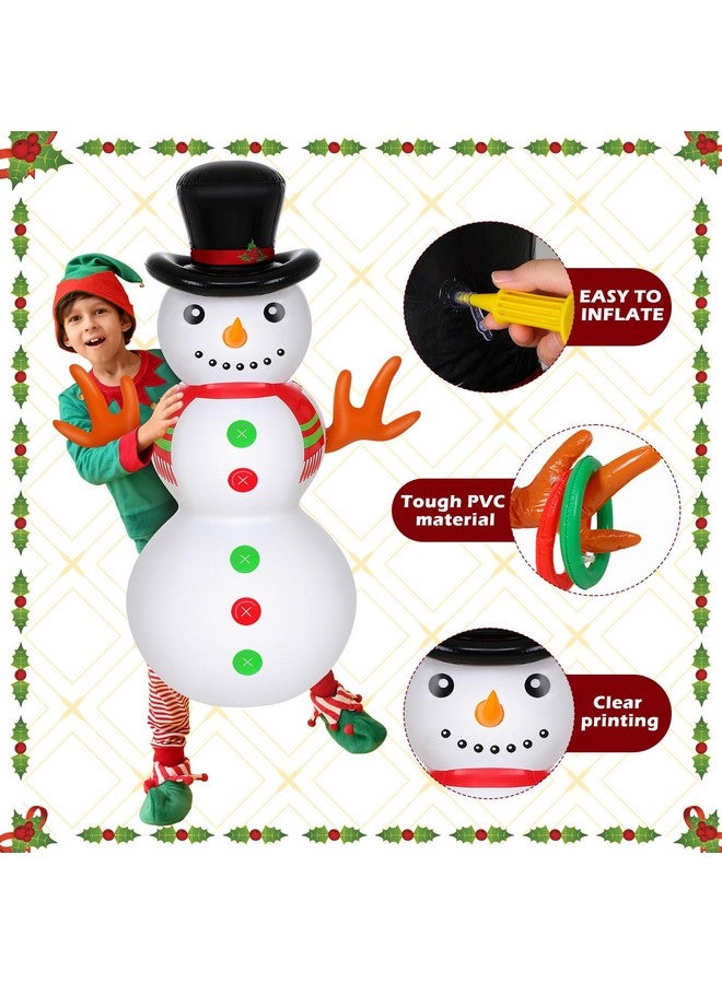 Leitee Snowman Ring Toss Game Inflatable Christmas Party Toss Game Giant Snowman Game Decor Includes 55In Blow Up Snowman 6 Rings With Pump For Holiday Winter Christmas Family Xmas Fun Games - Image 3