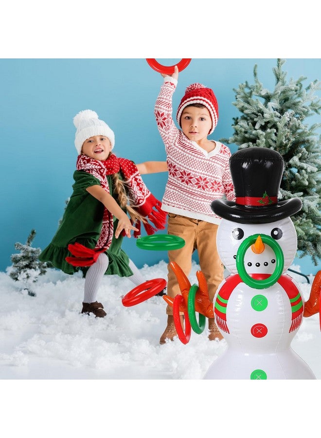 Leitee Snowman Ring Toss Game Inflatable Christmas Party Toss Game Giant Snowman Game Decor Includes 55In Blow Up Snowman 6 Rings With Pump For Holiday Winter Christmas Family Xmas Fun Games - Image 5