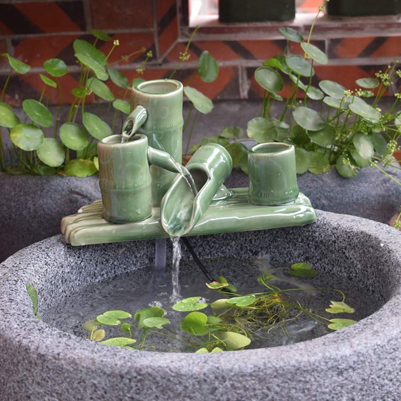 Andady Ceramic Accents Water Fountain & Pump Kit â€“ 9.5 inch DIY Indoor/Outdoor Garden Water Feature kit - Fits 10-15 inch Bowl (not Included) (Small Size 9.5in L) - Image 1