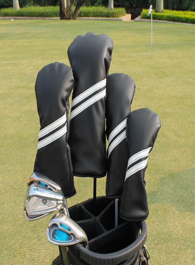 Frimon Golf Club Head Covers - 4Pcs Golf Accessories Club Covers Set for Woods and Driver Fairway Hybrids with Interchangeable Tags - Black - Image 2