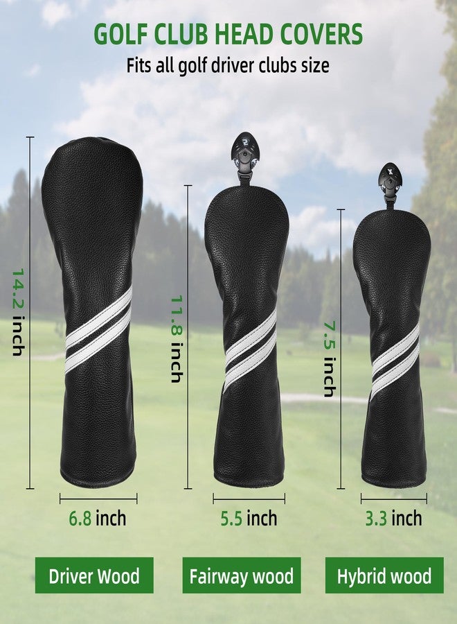 Frimon Golf Club Head Covers - 4Pcs Golf Accessories Club Covers Set for Woods and Driver Fairway Hybrids with Interchangeable Tags - Black - Image 5